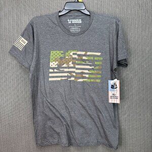 Rags Of Honor Unisex Size L Gray T-Shirt Camo Flag Design Supporting Veterans